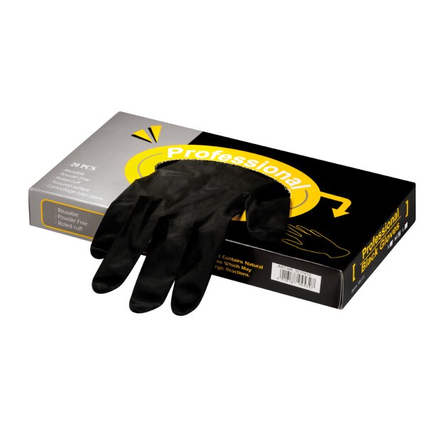 Comair Puderfreie Latex Handschuhe - Black Gloves M