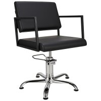 Friseurstuhl Loft schwarze quadratische Bodenplatte-P96-starre Rückenlehne