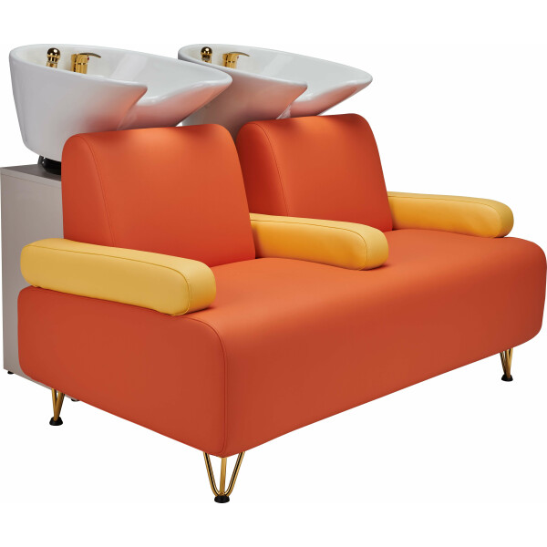 Friseurwaschsofa Boom Weiß-Chrom-Chrom-W78