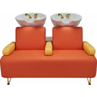 Friseurwaschsofa Boom Weiß-Chrom-Chrom-W78