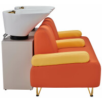 Friseurwaschsofa Boom Weiß-Chrom-Chrom-W78