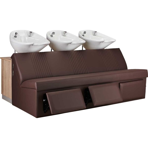 3er Friseur Waschsofa Mali Weiß-Gold-P12-Ohne