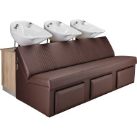 3er Friseur Waschsofa Mali Weiß-Gold-P29-Ohne