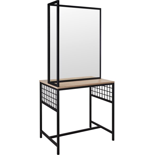 Doppelfriseurplatz Loft Island II UA80 (Beige Lederstruktur)-Weiß