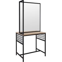 Doppelfriseurplatz Loft Island II UA80 (Beige Lederstruktur)-Weiß