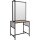 Doppelfriseurplatz Loft Island II UA80 (Beige Lederstruktur)-Weiß