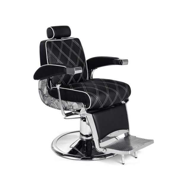 Barberstuhl Hugo mit weißen Kreuznähten