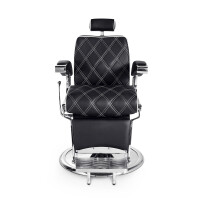 Barberstuhl Hugo mit weißen Kreuznähten
