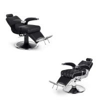 Barberstuhl Hugo mit weißen Kreuznähten